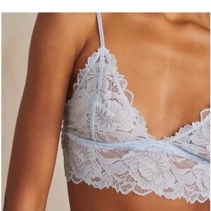 NWOT Free People Everyday Lace Longline bralette Intimately FP neon sky blue